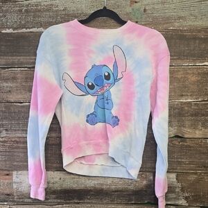 Disney Pink and Blue Tie-Dye Stitch Sweatshirt, Size XS